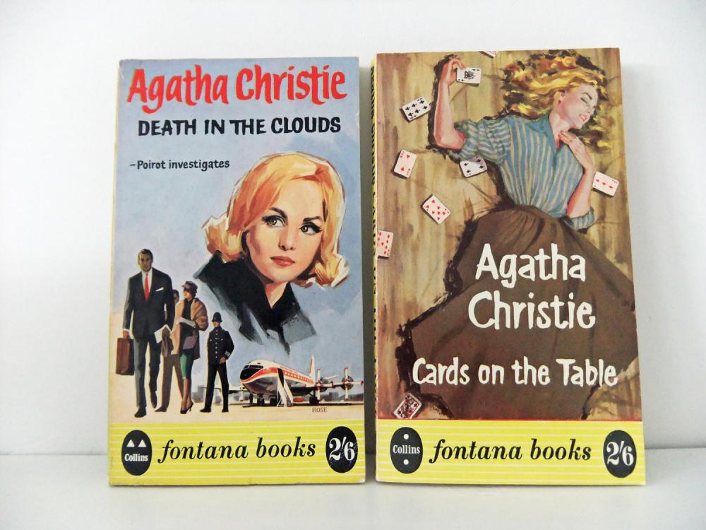 Vintage Agatha Christie Books - Death In The Clouds And Cards On The Table